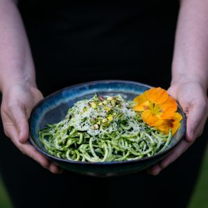 nasturtium pesto zucchini pasta