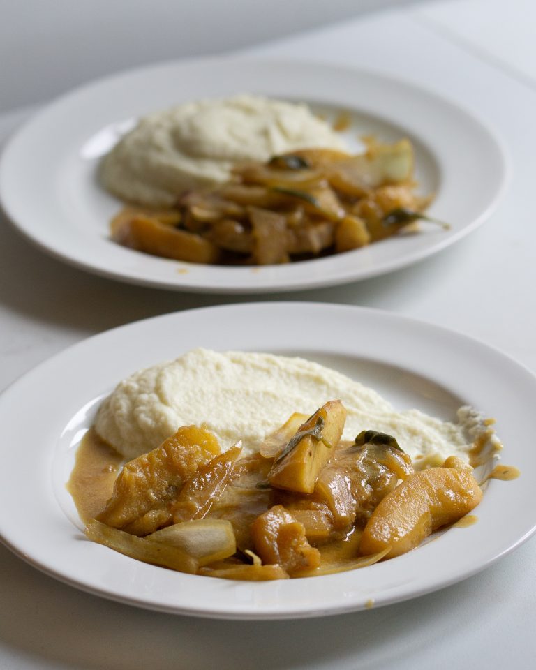 Succulent Pork, with Sage, Apples & Cauliflower Purée