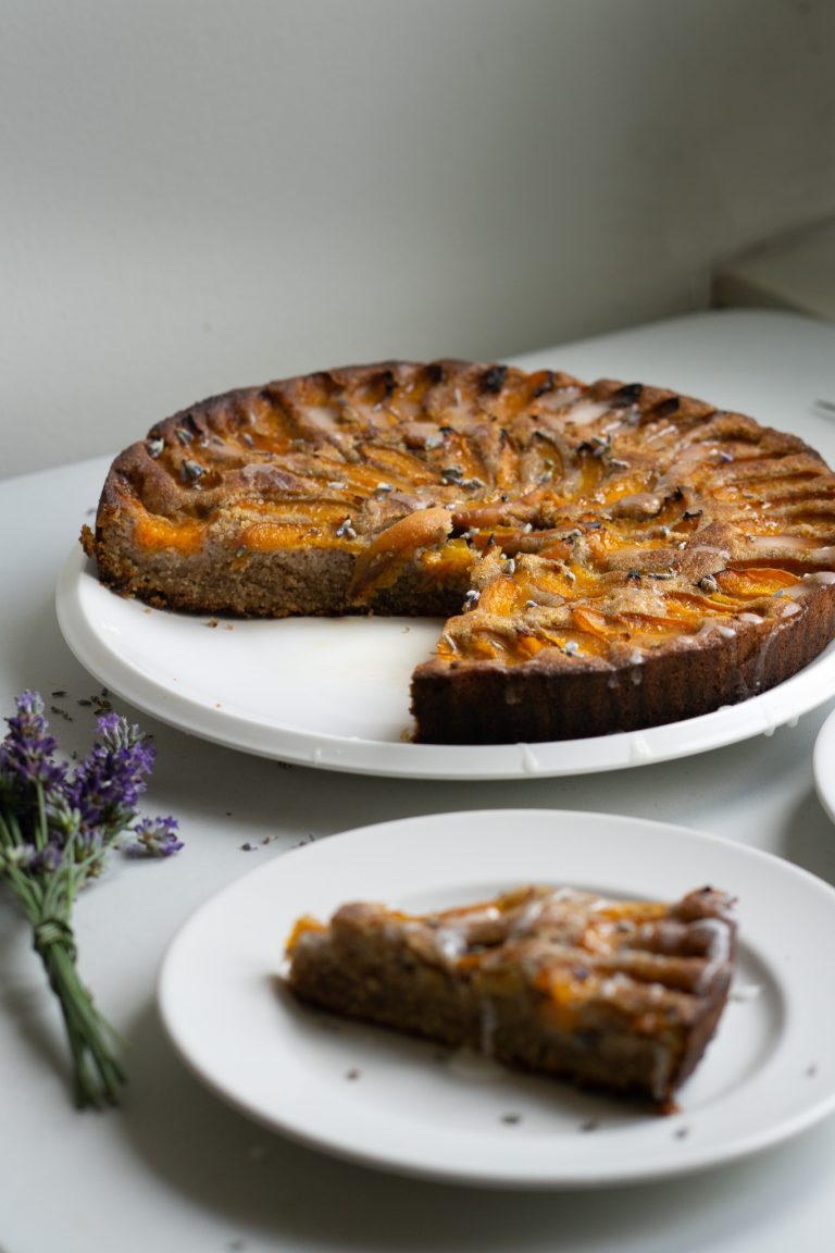 Apricot and lavender cake