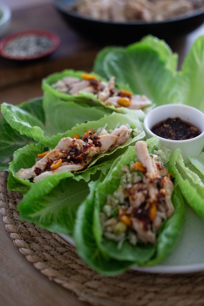 spicy pineapple chicken lettuce cups